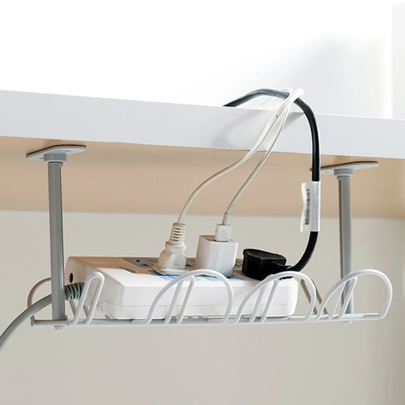 

Under-table storage rack Table Bottom Power Socket Holder Hanging Rack Line finishing Desk kitchen Home Office Suction wall