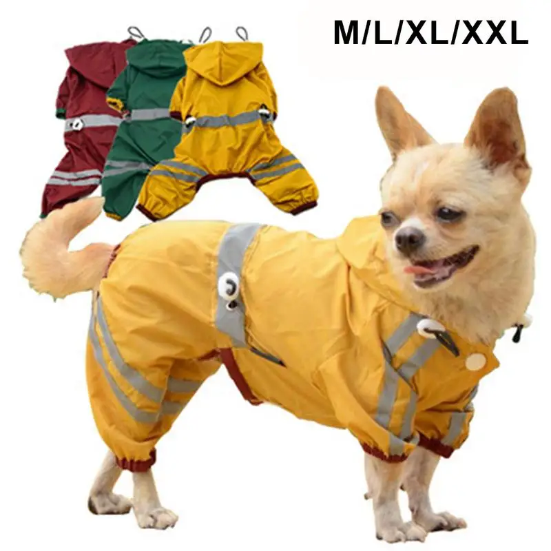 

Reflective Pet Dog Raincoat Four-legged Style With Adjustable Elastic Buckle For Cat Dogs Spring And Summer Pets Clothes