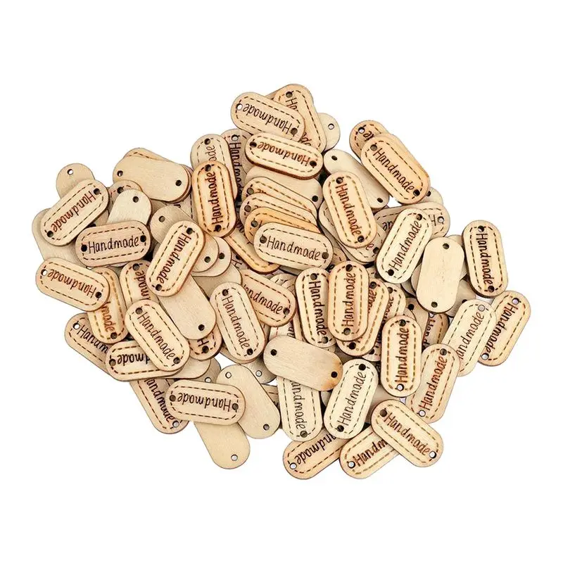 

100 buttons handmade wooden parts litter deco 35mm nature button