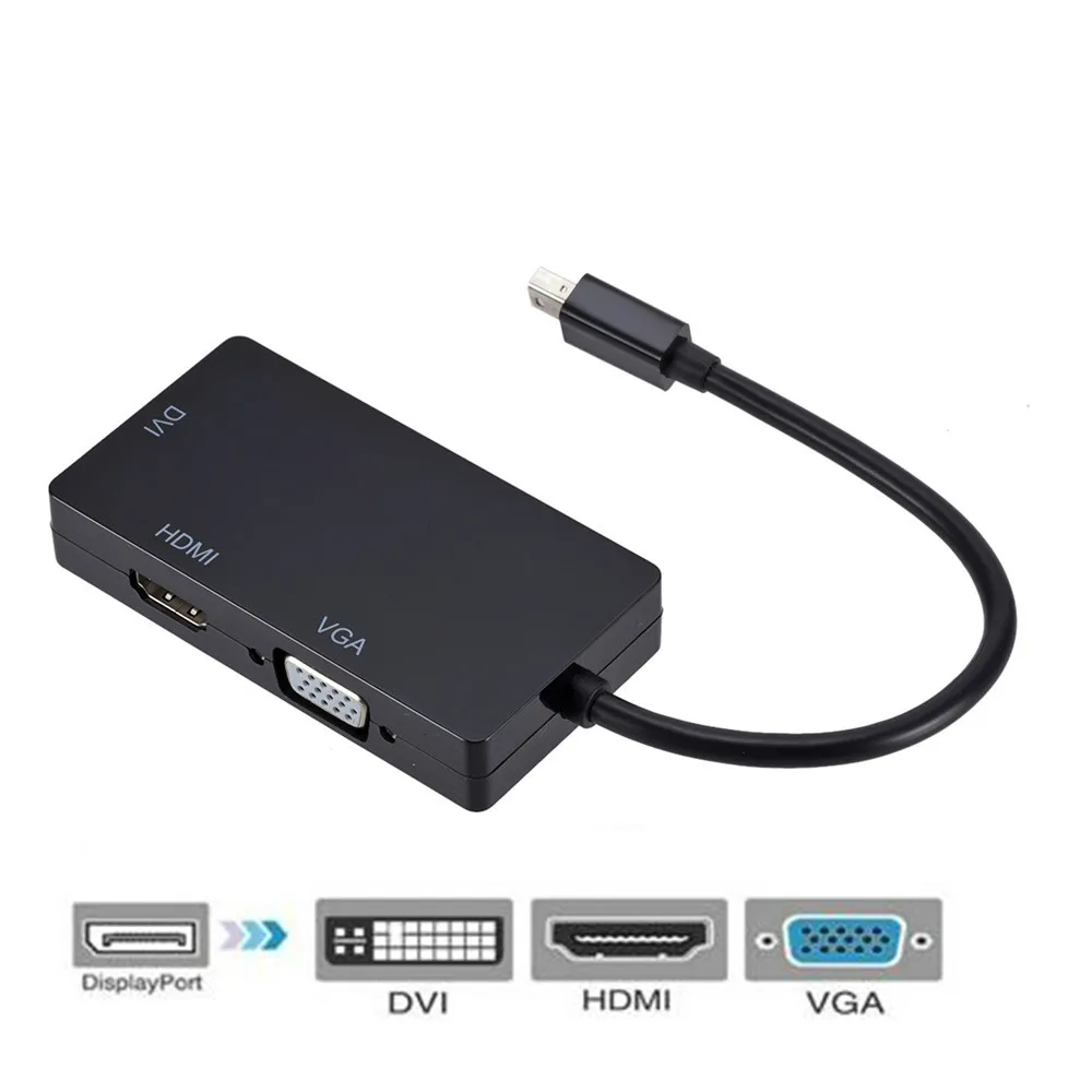 3 в 1 мини дисплей порт DP Мужской к DVI HDMI VGA Аудио Женский адаптер Дисплей порт кабель конвертер для компьютера для ПК MacBook