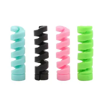 

ALLOYSEED 4pcs Spiral Cable Protector Data Wire Silicone Bobbin Winder Case Cover protect electrical plugs