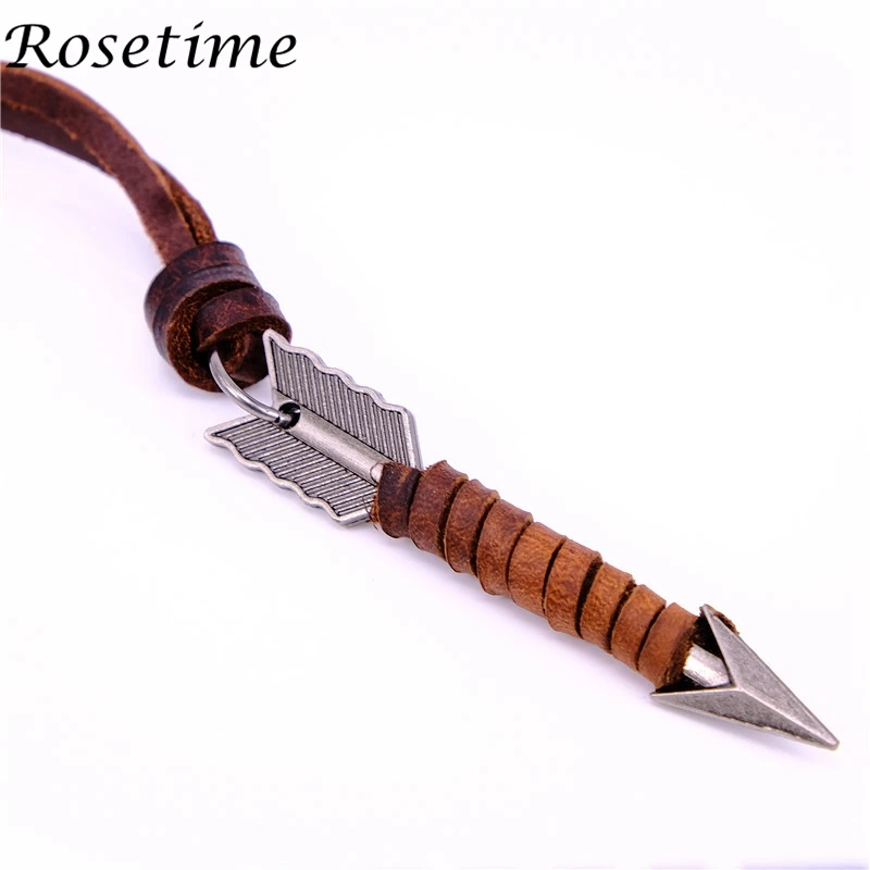 Buy Rosetime Vintage Leather Rope Necklace Male Arrow