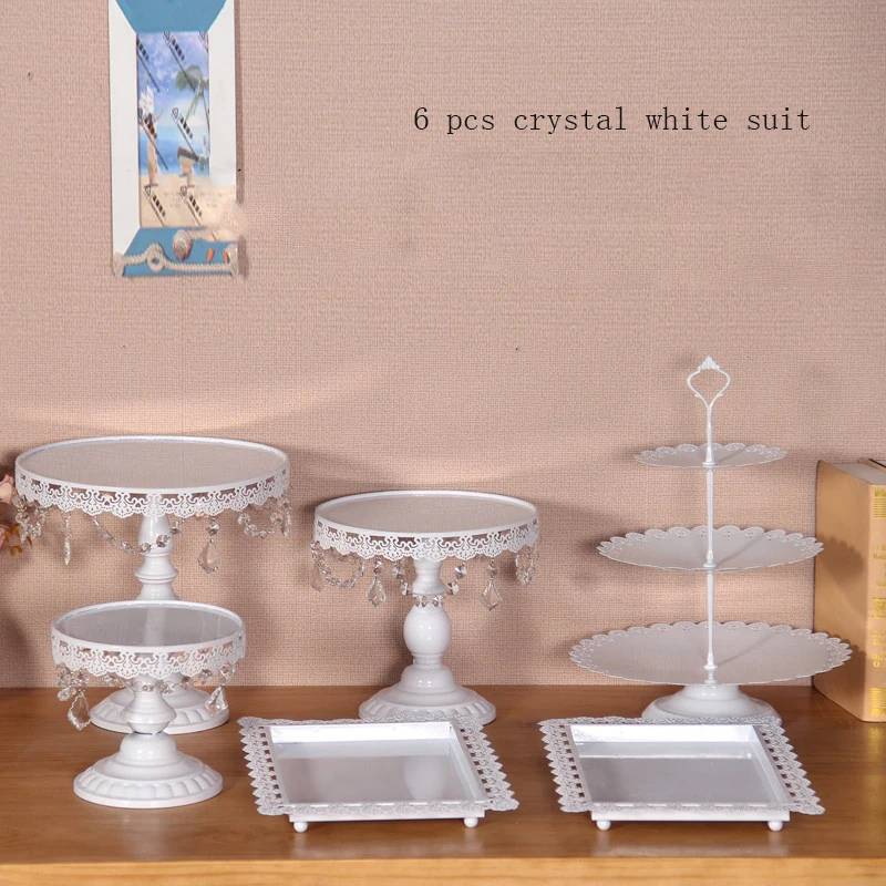 

White wedding cake accessory stand set 6 pieces cupcake stand decorating cooking cake tools bakeware set party dinnerware