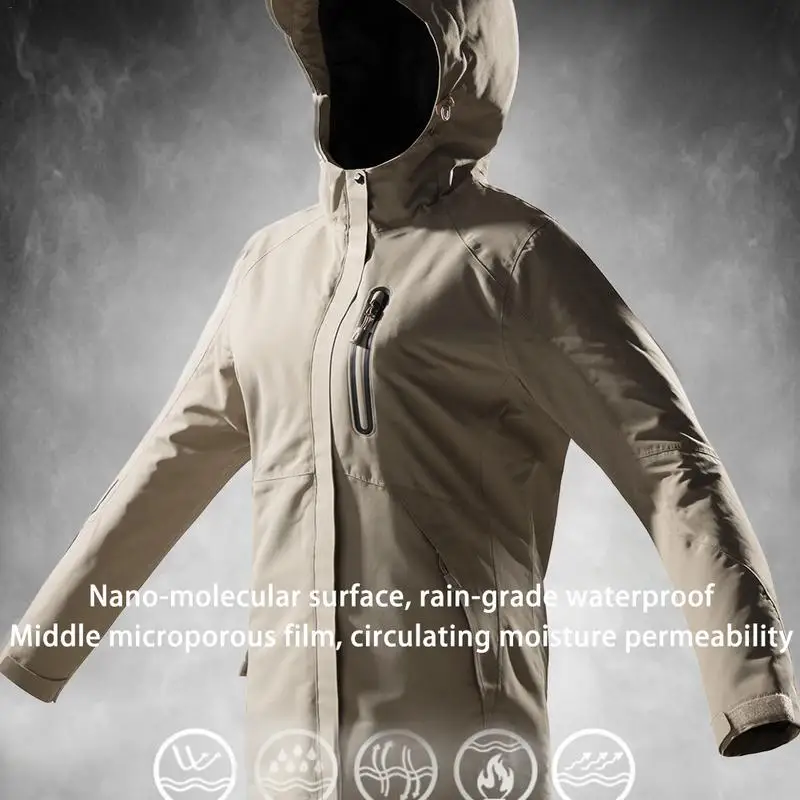 

USB Charging One Button Heating Jackets Coat Women Winter Intelligent Thermal Windproof Heating Clothe Outdoor Jacket Cotton