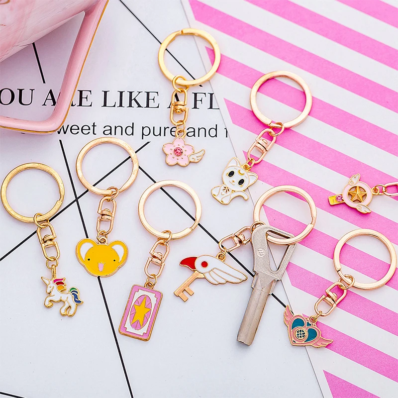 

Anime Keychain Llaveros Key Chain Ring Bag Charm Key Holder Porte Clef Marvel Llavero Stitch Chaveiro Hello Cat Kitty SL101