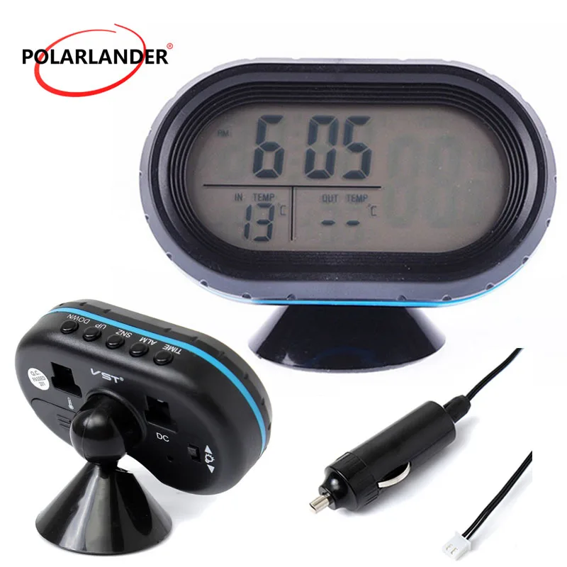 

Automotive Supplies Car Battery Voltmeter Voltage Meter Tester Digital Auto Car Thermometer Monitor + Noctilucous Clock 12-24V