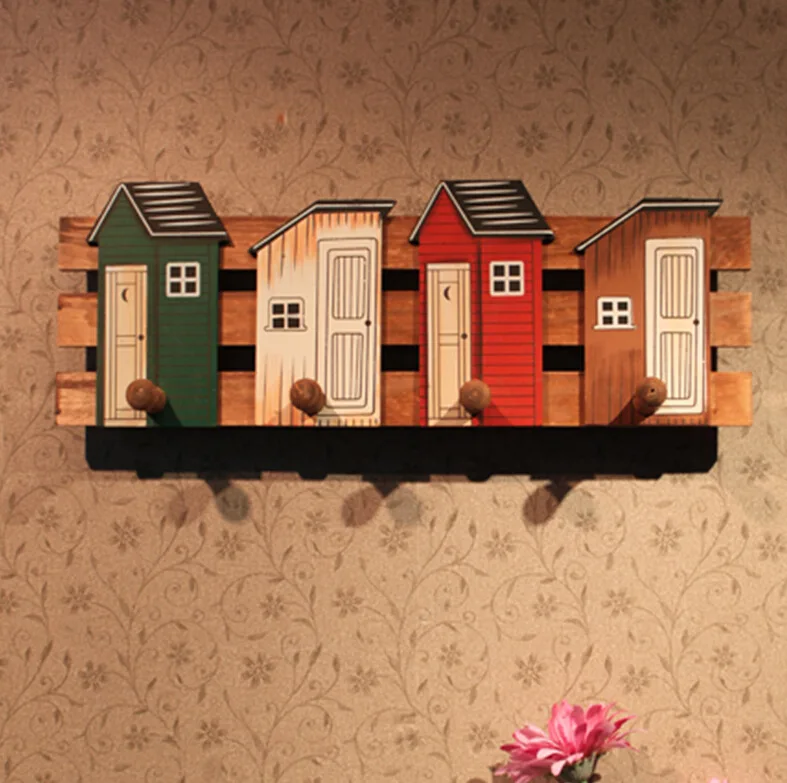 

Creative home creative cartoon house-like hook wooden decorative hook hanger Chinese style garden hook
