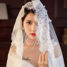 Очаровательные ресницы кружева Фата до пола один ярус Длинные свадебные белые аксессуары для вуалей ручной работы 150/200/300 см