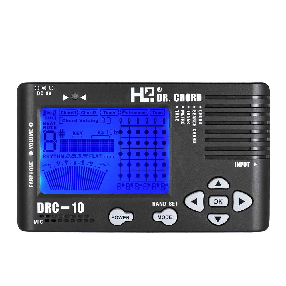 

4 in 1 Electronic Digital Guitar Chromatic Tuner Metronome Tone Generator Chord Finder Built-in Mic Tuning LCD Display