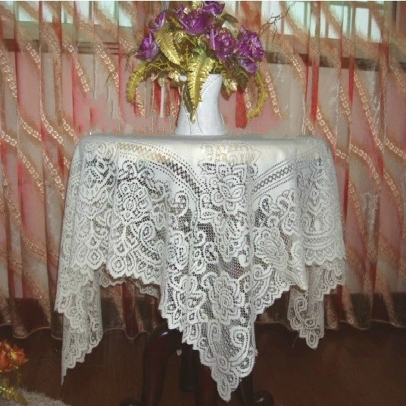 

New Exquisite Square Hollow Jacquard Pattern Home Kitchen Table Cover Christmas Wedding Party Dust-proof Tablecloth Decoration