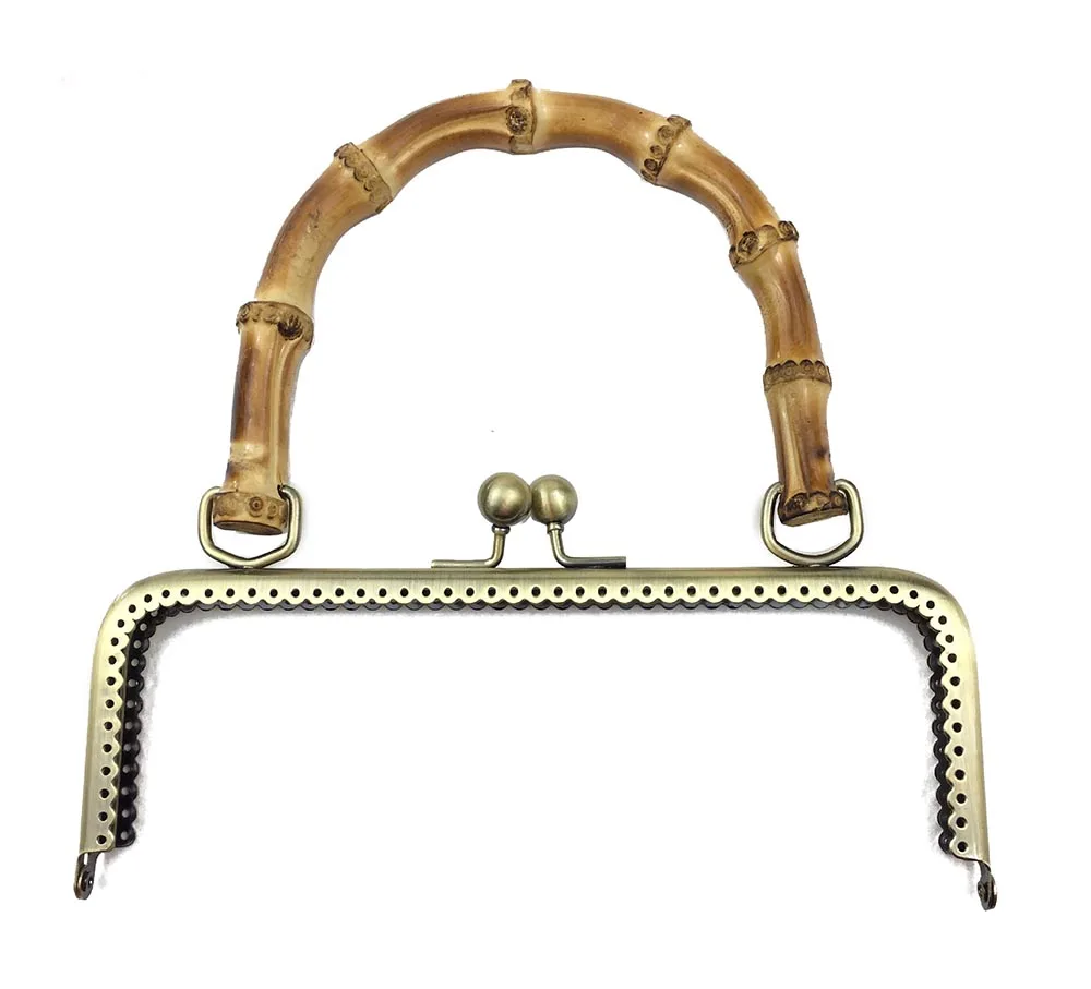 

DIY 20cm 25cm Bamboo Handle Metal Purse Frame Handle for Bag Sewing Craft Tailor Sewer