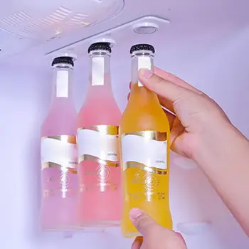 

6 Magntic Bottle Hanger Holder Beer Loft Magnetic Beer Bottle & Jar Hanger For Fridge, Organize w/ Magnet Holder Strips Bar