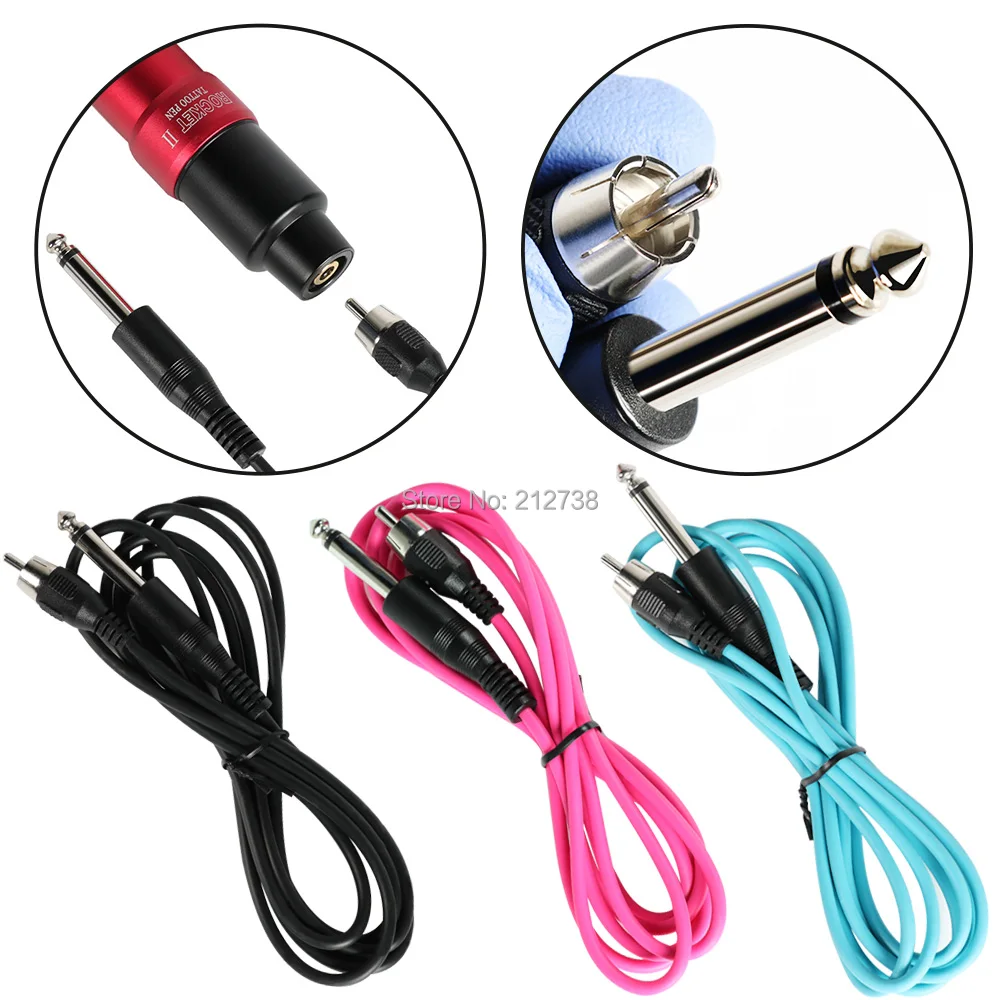 

Tattoo Supply 6 Feet RCA Silicone Clip Cord Black Pink Blue Rubber Silicone Tattoo Clip Cord For Tattoo Machine Free Shipping-B7