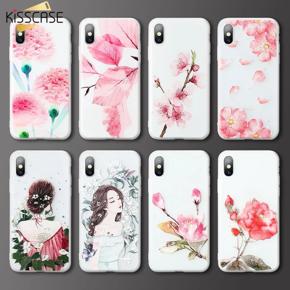 KISSCASE Embossed Flower Pattern Case for Huawei P20 P30 P10 Lite Pro Girls Cases lite P smart Cover Fundas Coque |