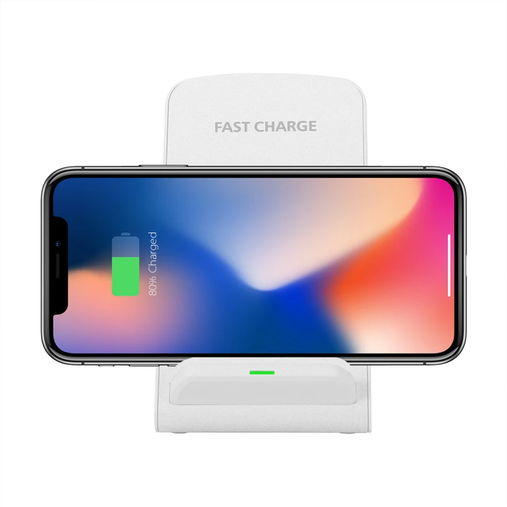 Powstro Беспроводной Зарядное устройство двойной катушки QI для IPhone X/8/8 Plus стойка для зарядного устройства для samsung Galaxy зарядки