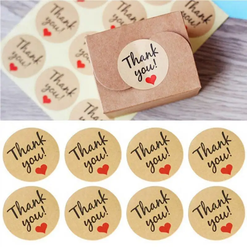 

10Sheets (120Pcs) DIY Thanking Self Adhesive Kraft Paper Stickers "Thank You" Letter Diary Scrapbook Book Handwork Gifts Sticker