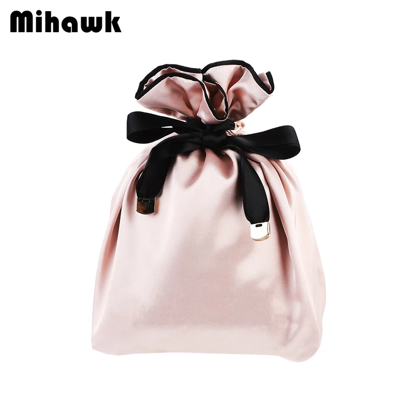 

Mihawk Satin Hair Drawstring Cosmetic Bag Women Imitation Silk Travel Make Up Toiletry Pouch Beauty Organizers Handbag Accessory