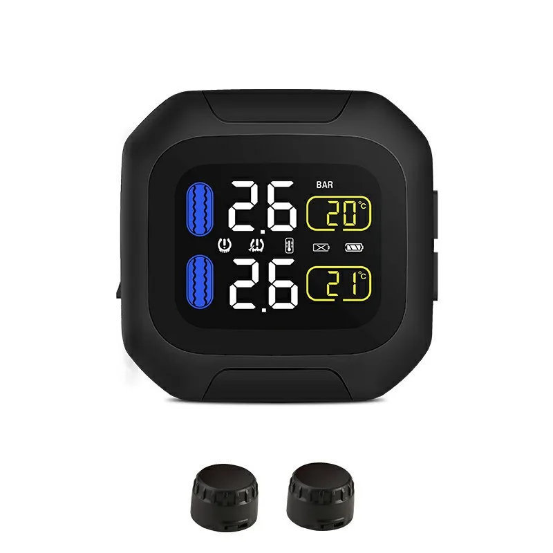 

M3 Waterproof Motorcycle Real Time Tire Pressure Monitoring System TPMS Wireless LCD Display Internal or External TH/WI Sensors