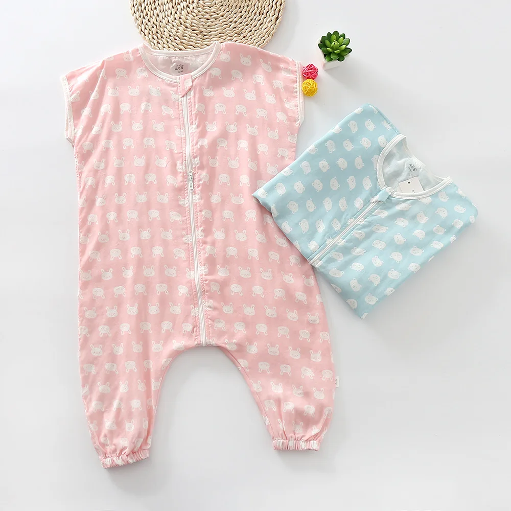 

Babies'sleeping bags Children's cotton gauze pajamas Spring and Autumn thin sleeveless sleeveless
