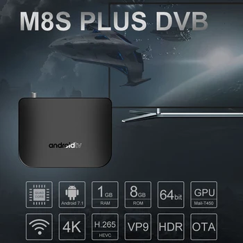 

MECOOL DVB Android TV BOX + DVB-S/S2/S2X Set-top Box M8S Plus Android 7.1 Amlogic S905D 1GB+8GB 4K WiFi Miracast HD Media Player
