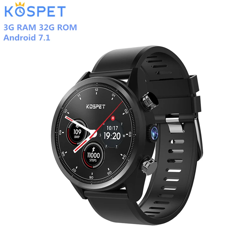 

Kospet Hope 4G Smartwatch Phone 1.39 inch Android 7.1 MTK6739 Quad Core 1.3GHz 1G 16G/ 3GB RAM 32GB ROM 8.0MP Camera Smart Watch