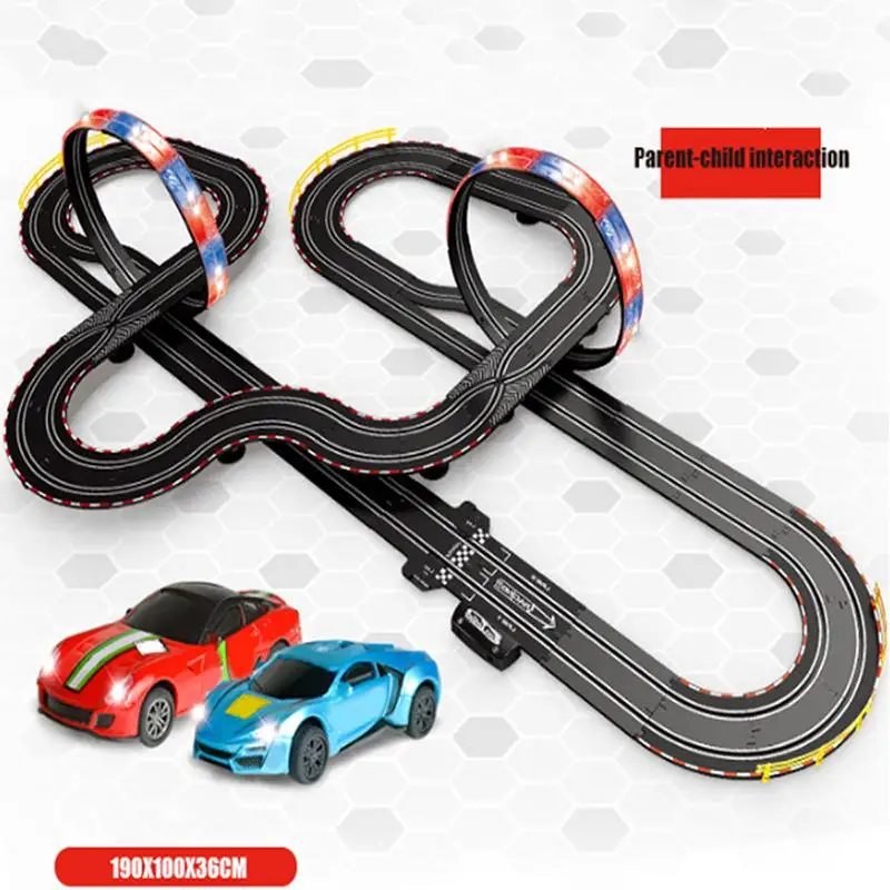 

Large Remote Control Racing Track Toy Set Loops Electric Slot Cars Race Stunt Loop 2 Controllers Children Remote Control Car Toy