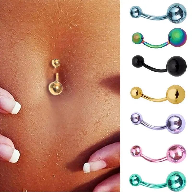 

Dropship Piercing Navel Surgical Steel Single Round Metal Color Belly Button Rings Navel Piercing Ombligo 5/8mm Ball Nombril