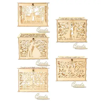 

Sweet Carving Wooden DIY Wedding Case Supplies Card Holder Money Box Craft