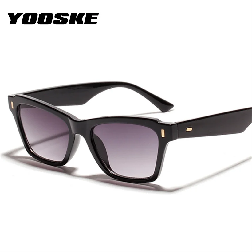 

YOOSKE Women Fashion 2019 Sunglasses Brand Designer Trendy Cat Eye Sun Glasses Vintage Male Female Square Sunglass Mirror UV400