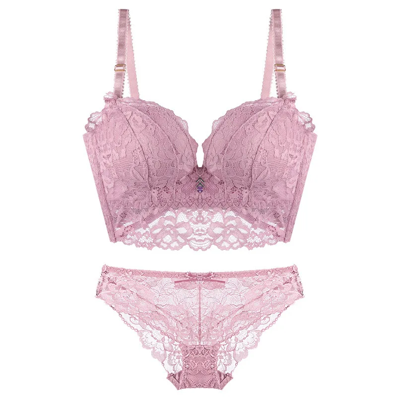 

Sexy Nothing Steel Ring On Thin Down Thickness Five Row Buckle Lace Small Chest Comfortable Underwear Bras Set Bra 4colors