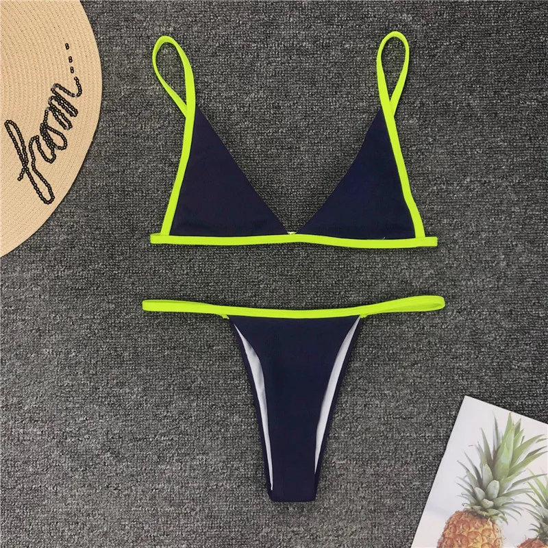 Bikinx неоновый зеленый бикини стринги пикантные ванный комплект Micro push up Купальник