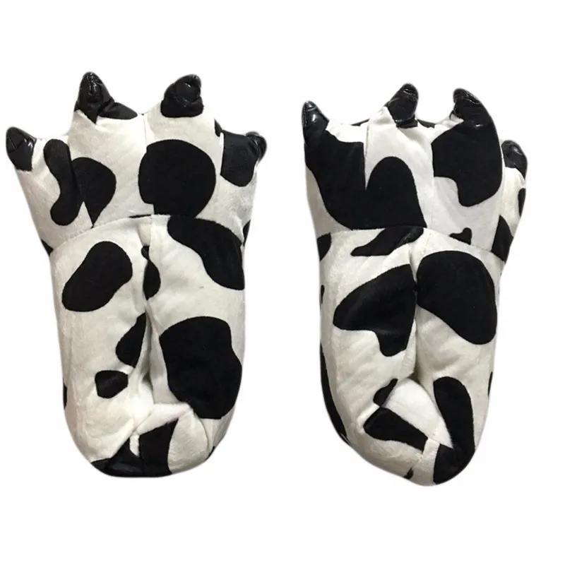 Animal Slippers For Kids Adults Kigurumi Winter Warm Cartoon Pajama Shoes Cartoon Dinosaur Giraffe Cow Tiger Onesie Paw Slippers