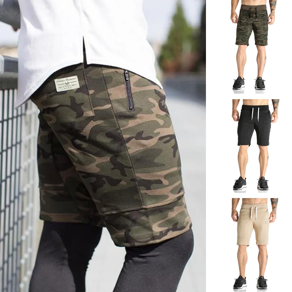 Men Summer Fashion Fitness Bodybuilding Shorts Men shirt Casual Black Khaki Camouflage Shorts