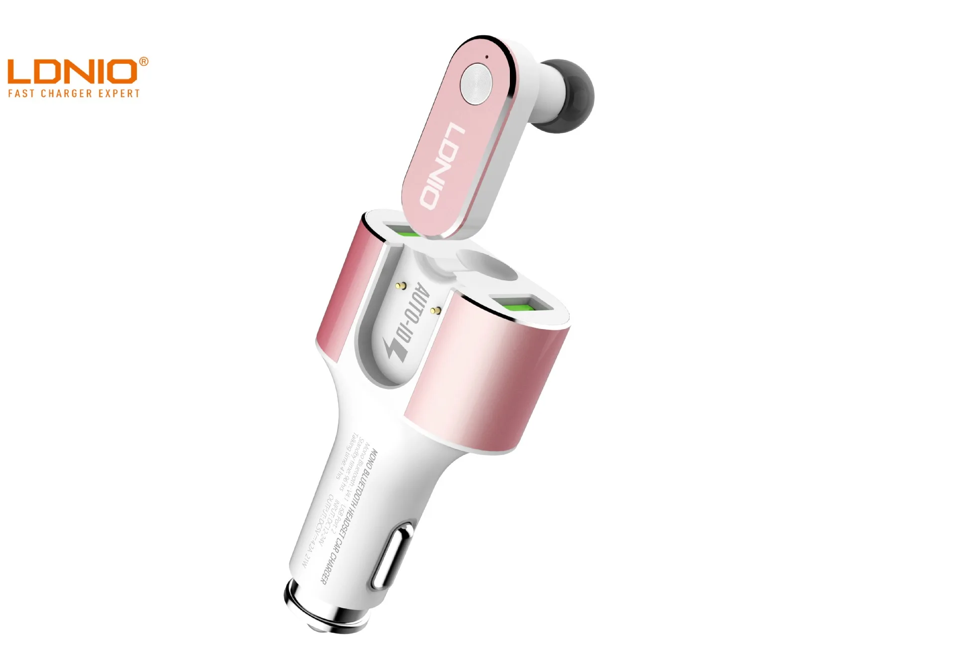 

5PCS/lot Ldnio Force Llandudno CM22 New Style Aluminum Alloy Car Charger Intelligent Bluetooth Headphones 3USB Car Charger