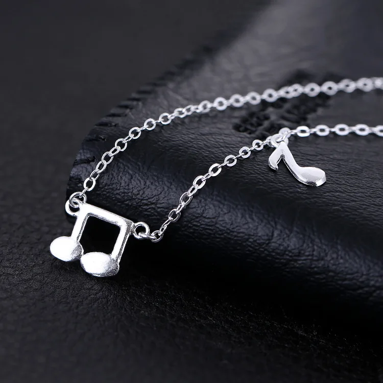 

2019 100% 925 Sterling Silver Women Jewelry Musical Notes Pendant Necklaces For Women Girls Lovers Elegant Jewelry Accessories