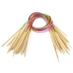 18 компл. 80 см профессиональные красочные Трубки круговой отбеленная Bamboo Вязание иглы вязаный крючком иглы (2,0 мм до 10 мм)