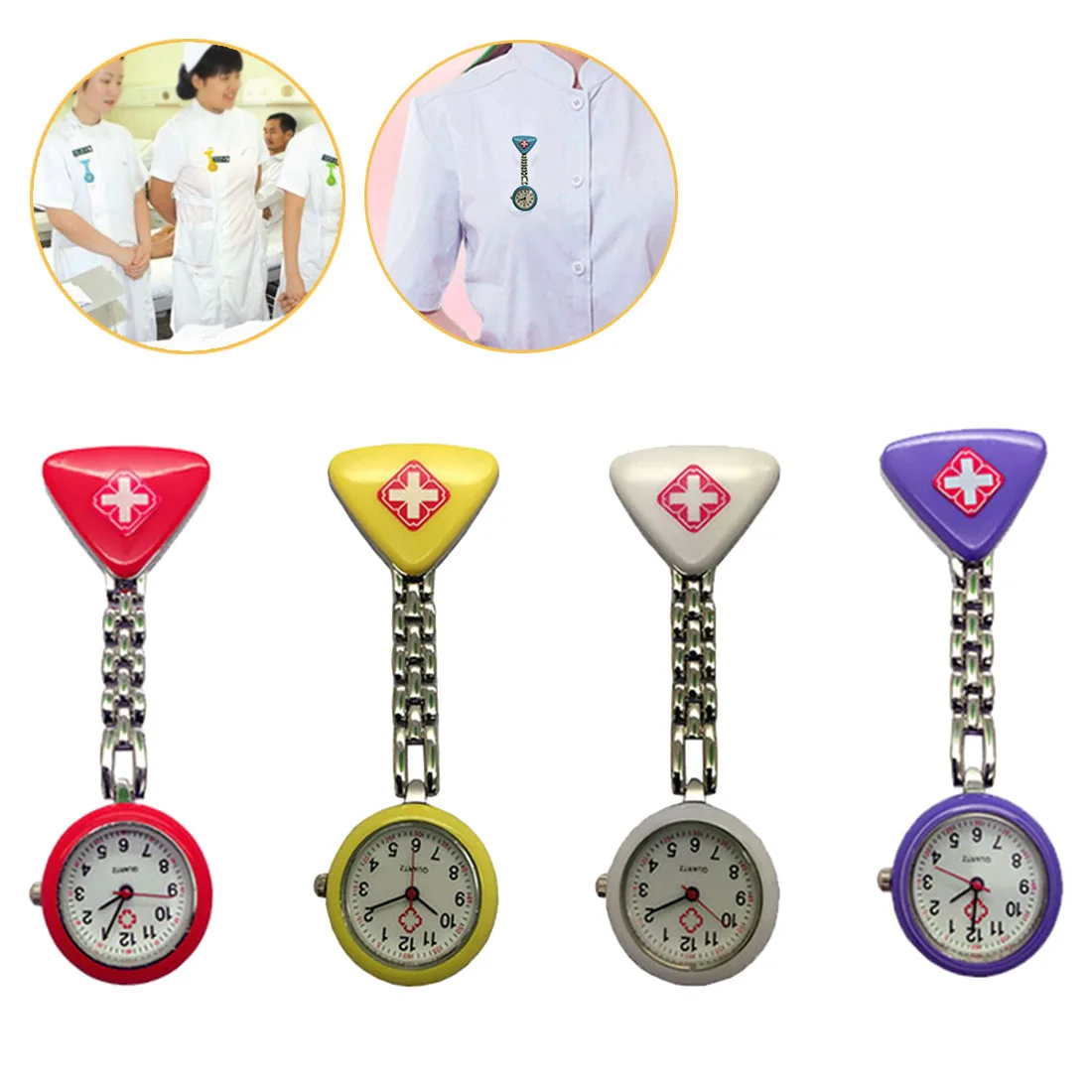 Клипса медсестры доктор кулон Карманный кварц красная брошь в виде креста медсестры часы Fob Висячие медицинские reloj de bolsillo