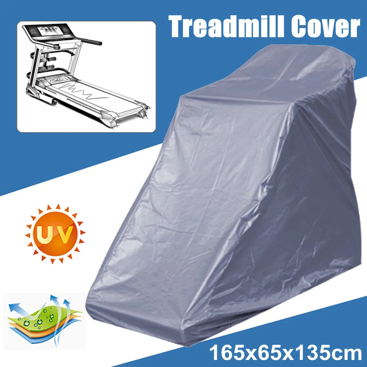 

Portable Treadmill Cover Running Jogging Machine Dust Proof Cover Waterproof Protector Rain Canopy Sunscreen 165x65x135cm