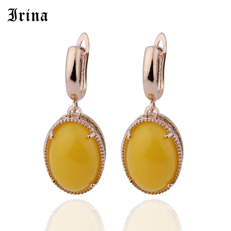 

Irina Big Oval Simulated Beeswax Earrings For Women Rose Hollow Flower Pendant Fashion Jewelry Party Gift WS10197