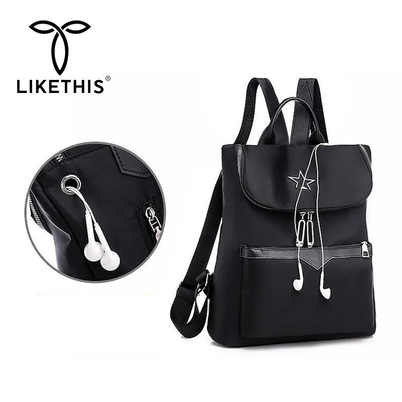 

LIKETHIS New Design Zipper Opening Women Backpack 2019 Hot Multifunction High Capacity Ladies Double Shoulder Bags Casual Solid