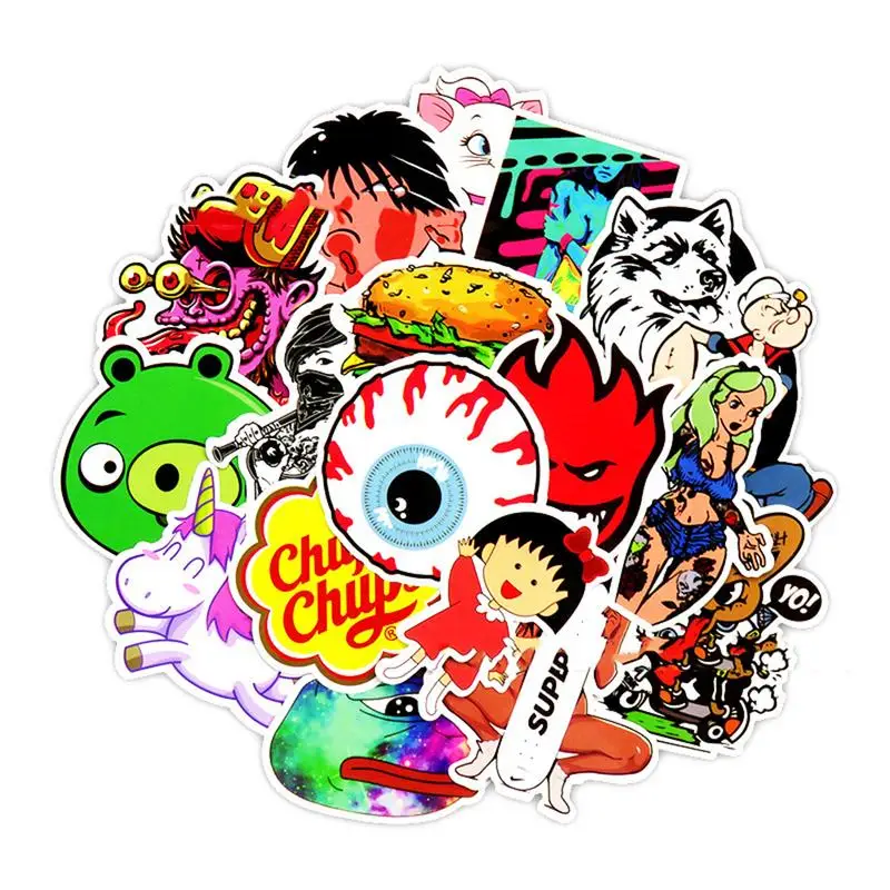 500pcs/pack Mixed Cartoon Classical Toy Stickers for Car Bike Motorcycle Laptop Travel Luggage Cool Funny Sticker Bomb Decals