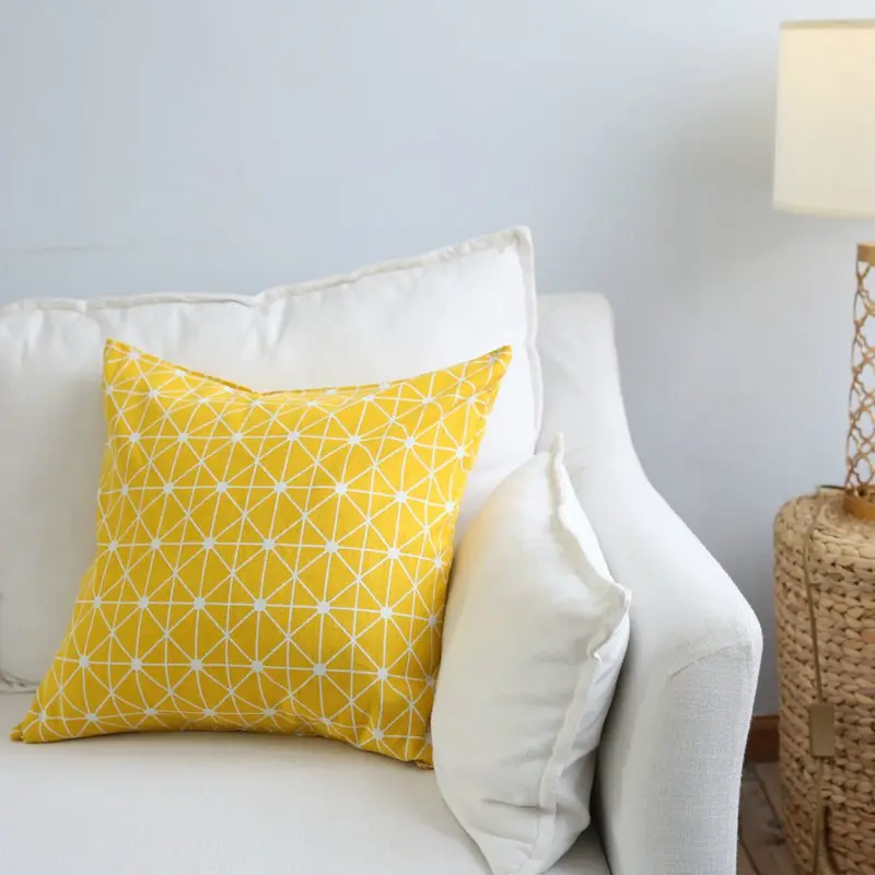 Mrosaa, декоративная наволочка из хлопка и льна, домашний декор, современный плед с геометрическим принтом, наволочка для дивана, желтый, серый