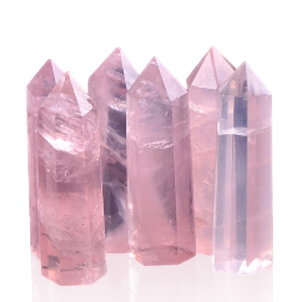 1pcs 50-70MM 100% Natural Rock pink ROSE Quartz Crystal Point Healing Home Decor Hot Sell