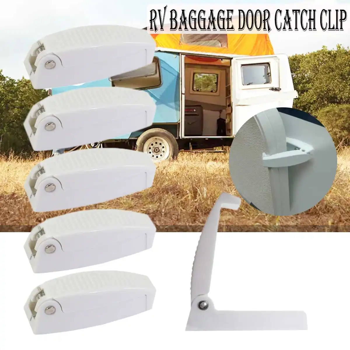 5x RV Door Catch RVCamper Baggage Compartment Door Catch Clips Holder