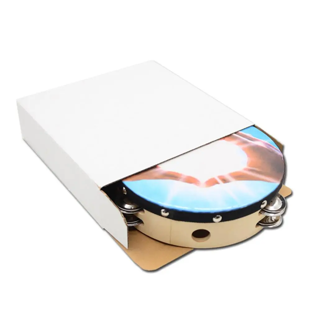 Wooden Handheld Double-row Tambourine Frame Drum for Church Party Dance Prop Adults Kids Percussion