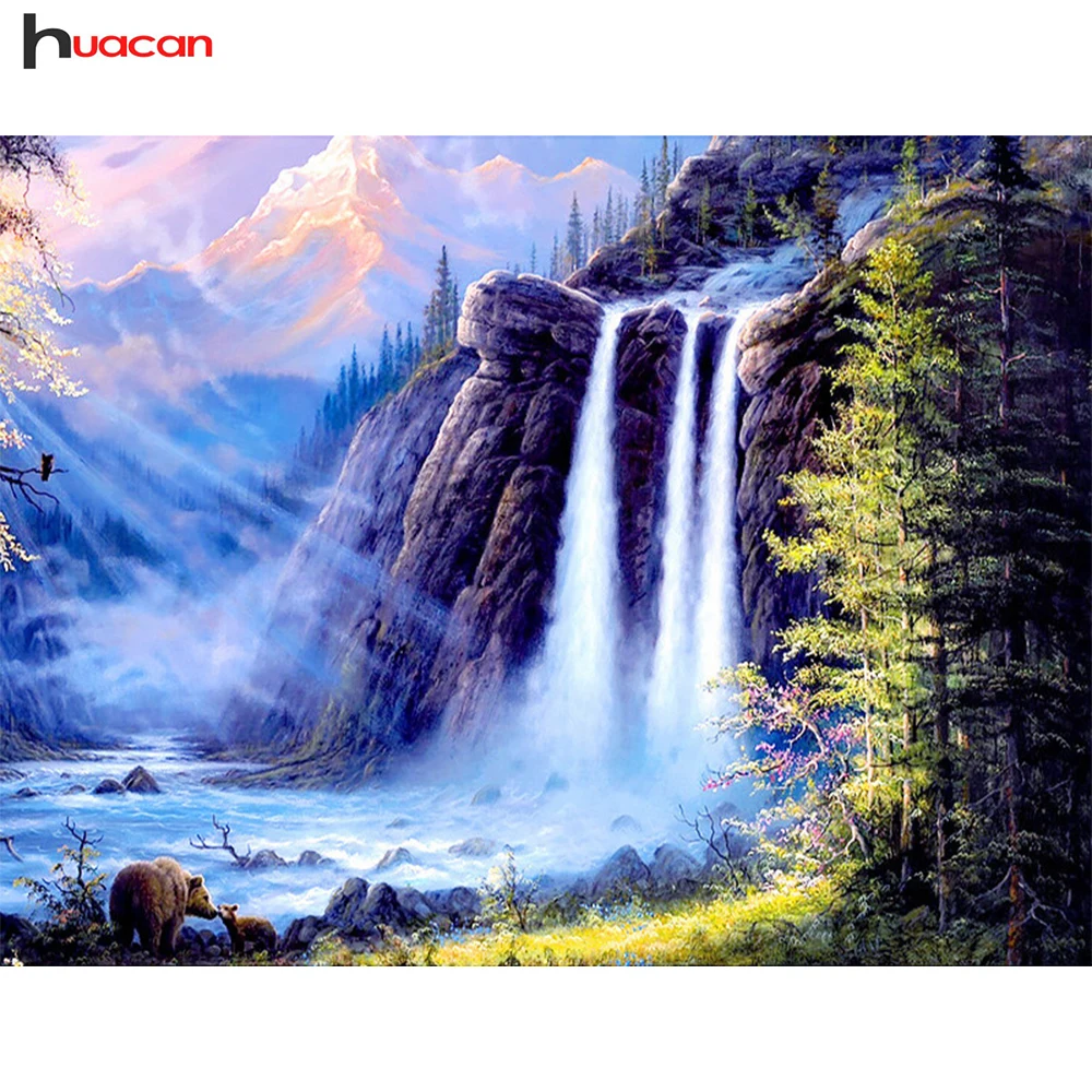 

Huacan 5D Diamond Embroidery Landscape Waterfall DIY Diamond Painting Rhinestones Diamond Mosaic Crafts Gifts
