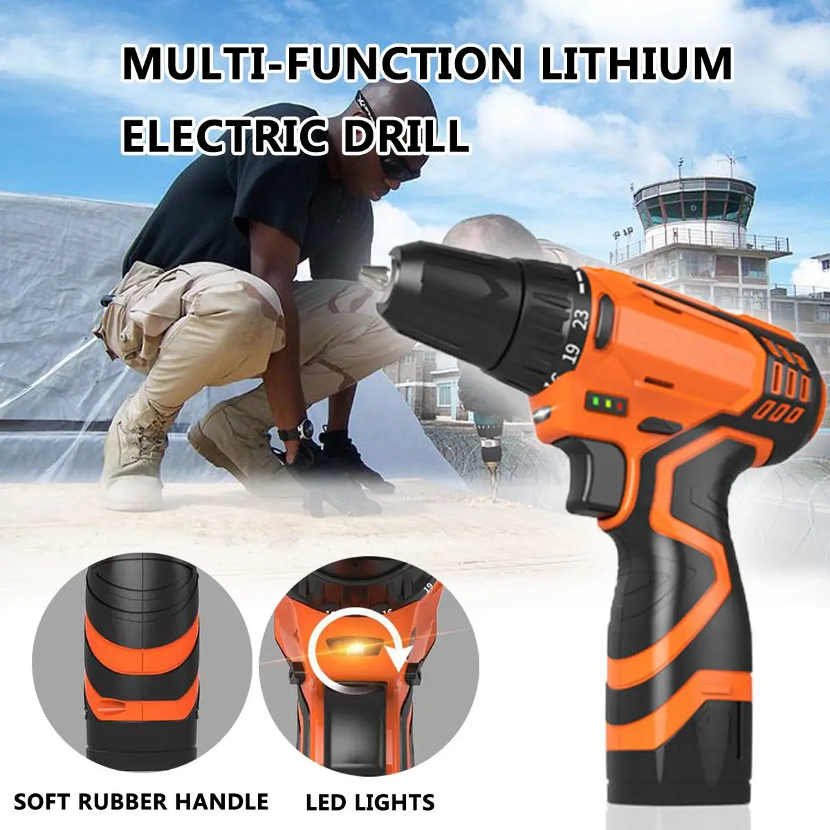 

Doersupp AU Multi-function Cordless Electric Drill Double Speed Charging Drill 220V 1300mA Rechargeable Lithium Battery
