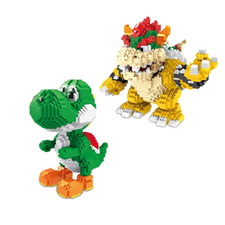 ZMS японские Мультяшные персиковые мини блоки Yoshi Cute King Bowser модель Koopa строительные