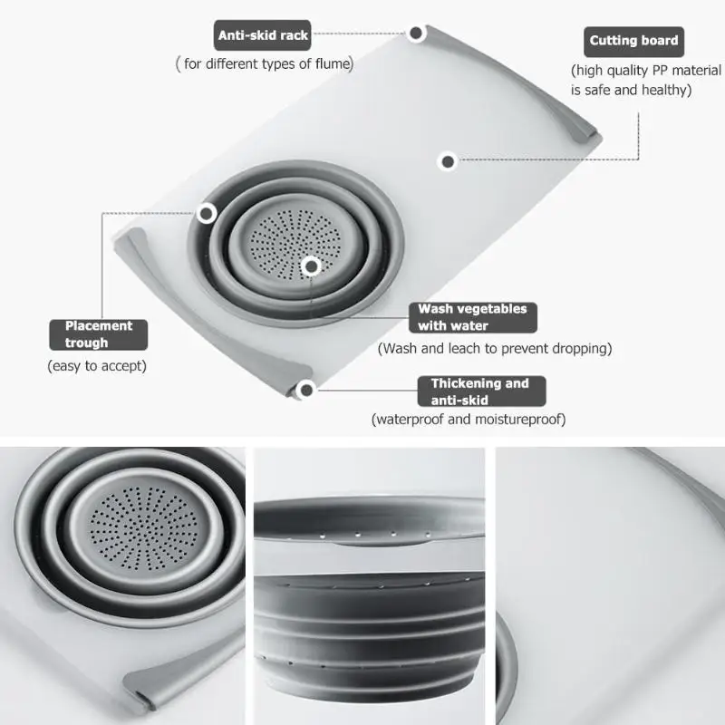 3 в 1 Многофункциональная Корзина для слива раковины разделочная доска фильтр Разделочные Блоки корзина для мяса корзина для овощей и фруктов разделочная доска для хранения
