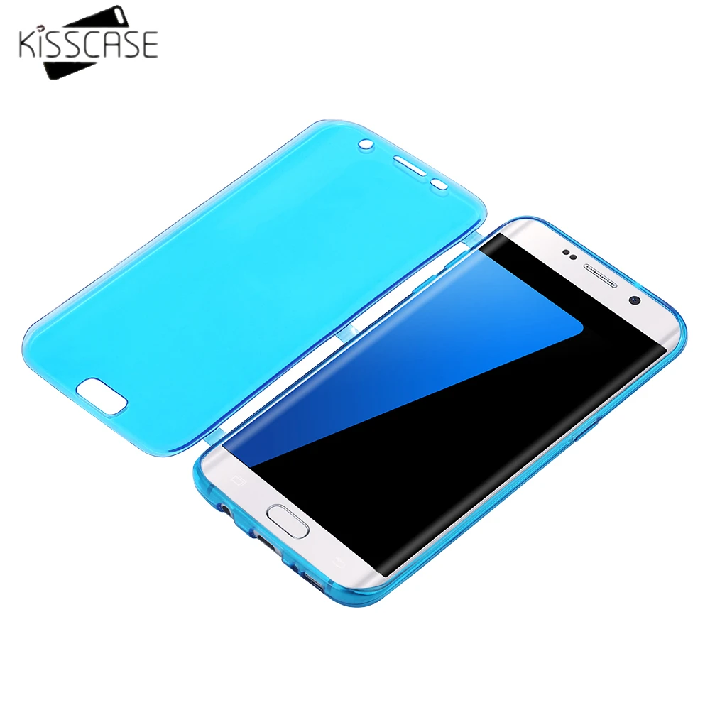 KISSCASE прозрачные флип Чехлы для Samsung Galaxy S7 S6 Edge мягкие чехлы S8 Plus кристально